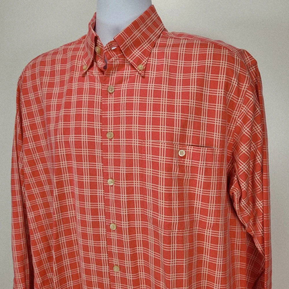 Scott Barber Shirt Mens Large Plaid 100% Cotton Long Sleeve Button Casual